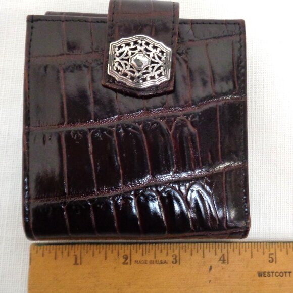 BRIGHTON Vintage Croc Embossed Wallet Snap Bifold - Picture 10 of 13